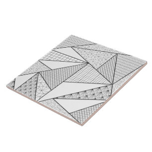 Modern Black White Triangles Geometric Pattern Ceramic Tile