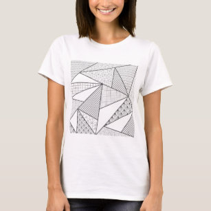 Modern Black White Triangles Geometric Pattern T-Shirt