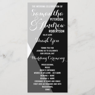 Modern black white triangles Wedding Program