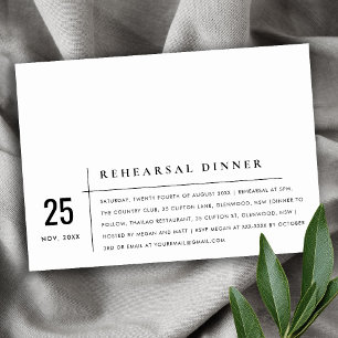 Modern Black & White Typography Rehearsal Dinner Invitation