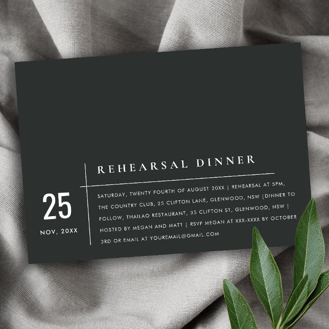 Modern Black & White Typography Rehearsal Dinner Invitation (Creator Uploaded)
