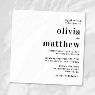 Modern Black White Typography Wedding Invitation