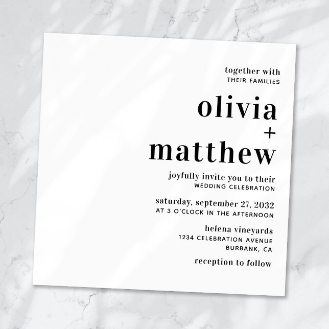 Modern Black White Typography Wedding Invitation (Creator Uploaded)