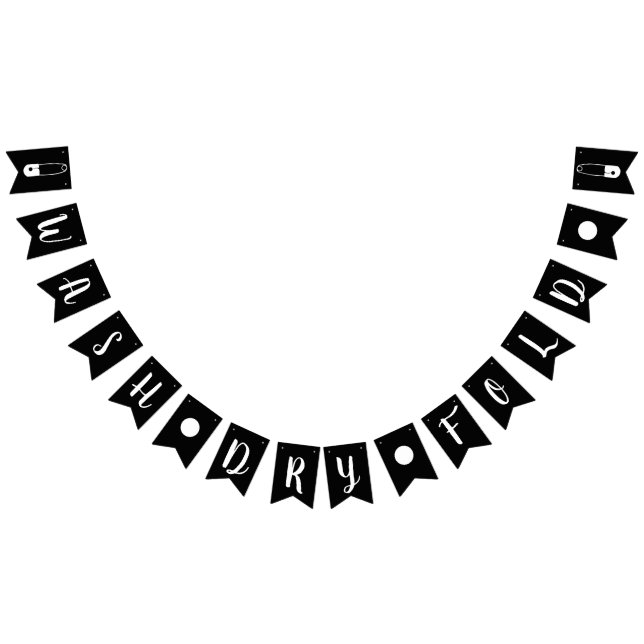 Modern Black & White Wash Dry Fold Laundry Room Bunting (All)