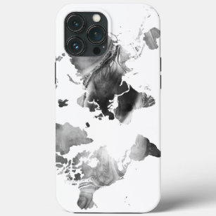 Modern Black White Watercolor World Map iPhone 13 Pro Max Case