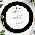 Modern Black & White | Wedding Circle Menu Card<br><div class="desc">Modern Script Black & White | Wedding Menu Card</div>