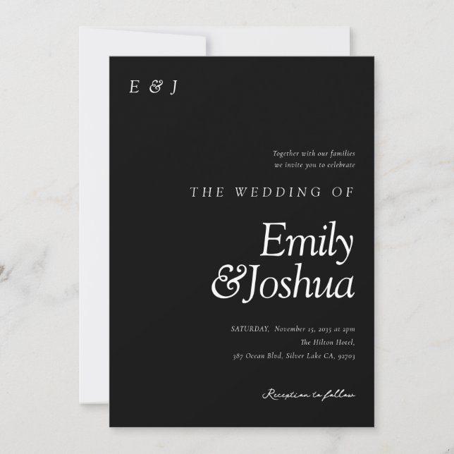 Modern Black & White Wedding Invitation (Front)