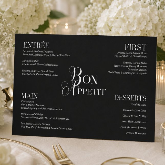 Modern Black White Wedding Menu (Creator Uploaded)