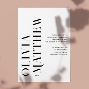 Modern Black & White Wedding Minimalist Photo Invitation