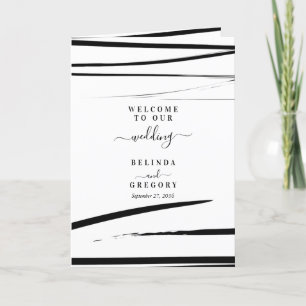Modern Black White Wedding Order of Service Program