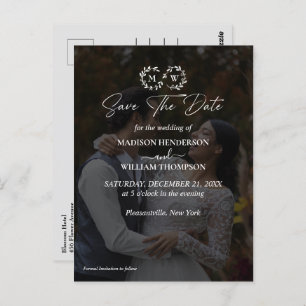 Modern Black & White Wedding Phot Save The Date Postcard