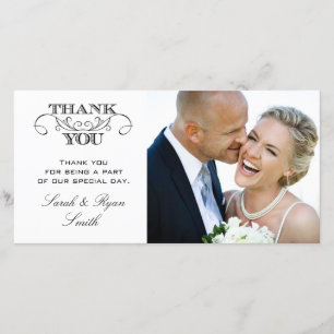 Modern Black & White Wedding Photo Thank You Cards