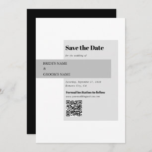 Modern Black & White Wedding QR Code  Save The Date