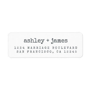 Modern Black White Wedding Return Address Return Address Label