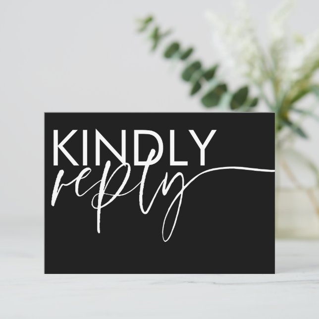 Modern Black & White Wedding RSVP Card (Standing Front)