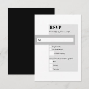 Modern Black & White Wedding  RSVP Card