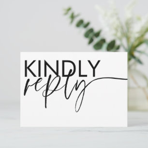 Modern Black & White Wedding RSVP Card