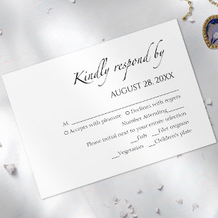 Modern Black & White Wedding RSVP Cards