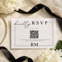 Modern Black White Wedding RSVP