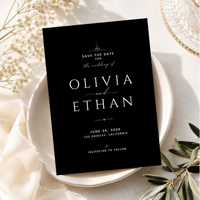 Modern Black White Wedding Save The Date Invitation (Creator Uploaded)