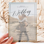 Modern black white wedding script 2 photos invitation<br><div class="desc">Simple modern and elegant black and white script swirls typography ,  perfect for elegant,  luxurious wedding,  add 2 photos.</div>