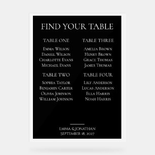 Modern Black & White Wedding Seating Chart