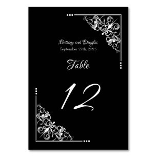 Modern Black White Wedding Table Number