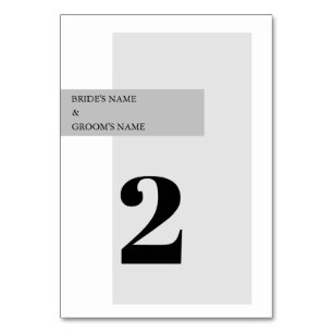 Modern Black & White Wedding  Table Number