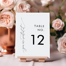 Modern Black & White Wedding Table Number Cards