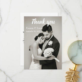 Modern Black & White Wedding Thank You Card