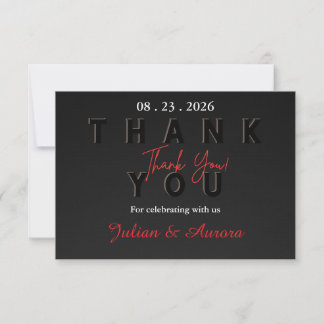 Modern Black & White Wedding Thank You Card
