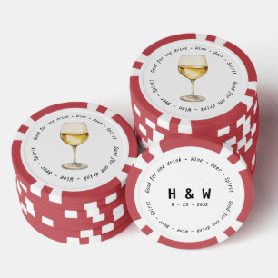 Modern Black White Wine Drink Voucher Wedding Poker Chips