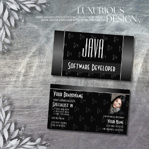 Modern Black White with Photo and Letters Pattern Business Card