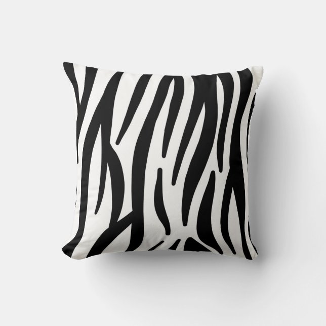 Modern Black & White Zebra Skin Print Throw Pillow (Front)
