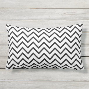 Modern Black White Zigzag Chevron Pattern Outdoor Lumbar Cushion