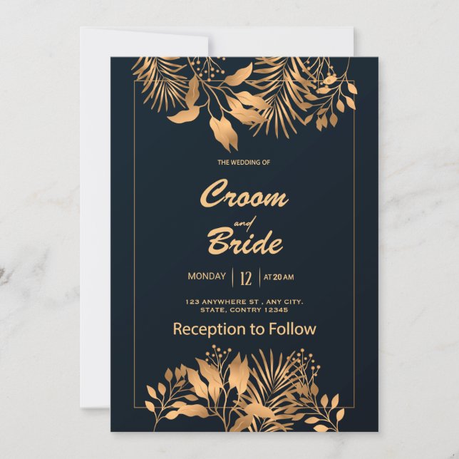 Modern Black widding  Invitation (Front)