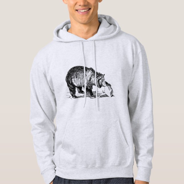 Modern black wild animal  for him light grey hoodie (Front)