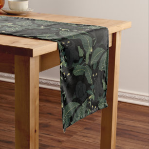Modern black wild cat long table runner