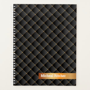 Modern Black with Gold personalised Monogram Name Planner