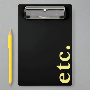 Modern Black & Yellow Bold Typography Professional Mini Clipboard