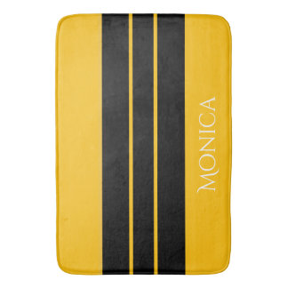  modern black &yellow  monogram name bath mat