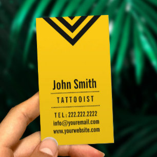 Modern Black & Yellow Tattoo Art Business Card