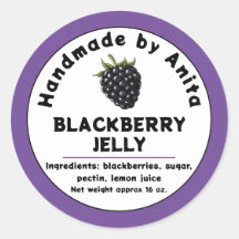 Modern Blackberry Jam  or Jelly Canning Jar Label 