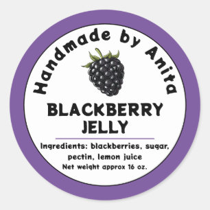 Modern Blackberry Jam  or Jelly Canning Jar Label 