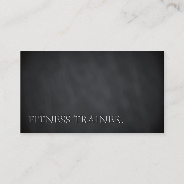 Modern Blackboard Chalkboard Fitness Bold Text Business Card (Front)