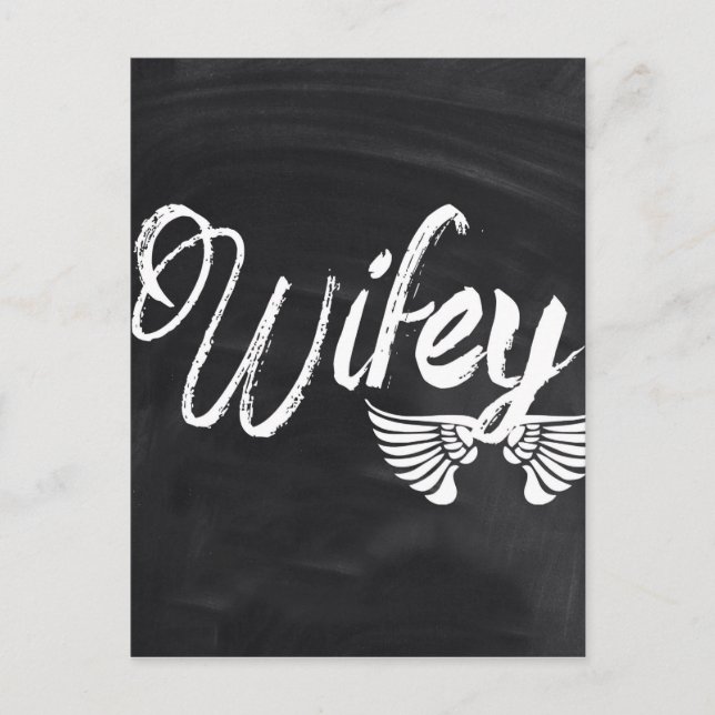 modern blackboard scripts honeymoon wifey postcard (Front)