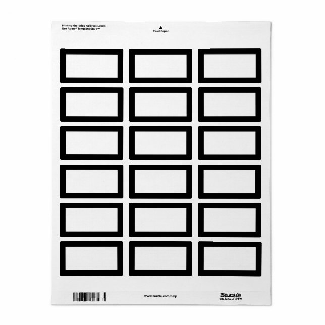Modern Blank Template Label with Black Border (Full Sheet)