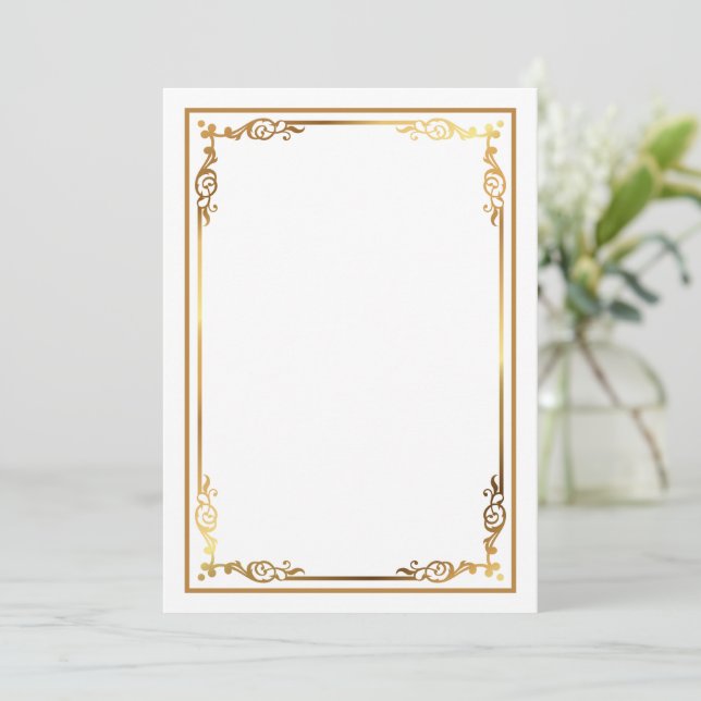 Modern Blank White Invite with Sleek Framed Border (Standing Front)