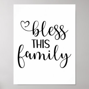 Modern bless this family quote typography poster