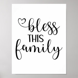 Modern bless this family quote typography  poster